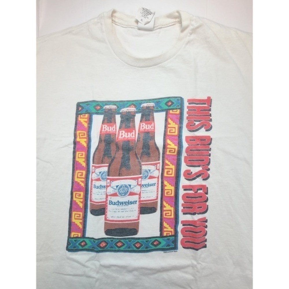 Junk Food Budweiser Mens XL T Shirt Beer Graphic Retro‎ Americana Bar Party Tee